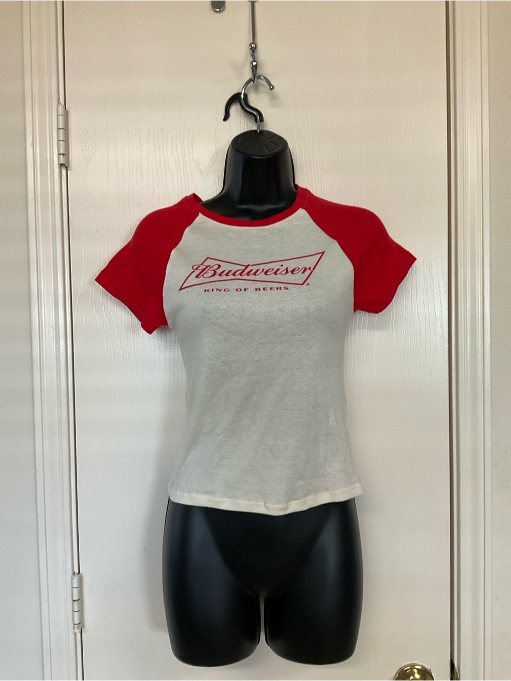 Budweiser Red and White Women's Raglan Logo Tee